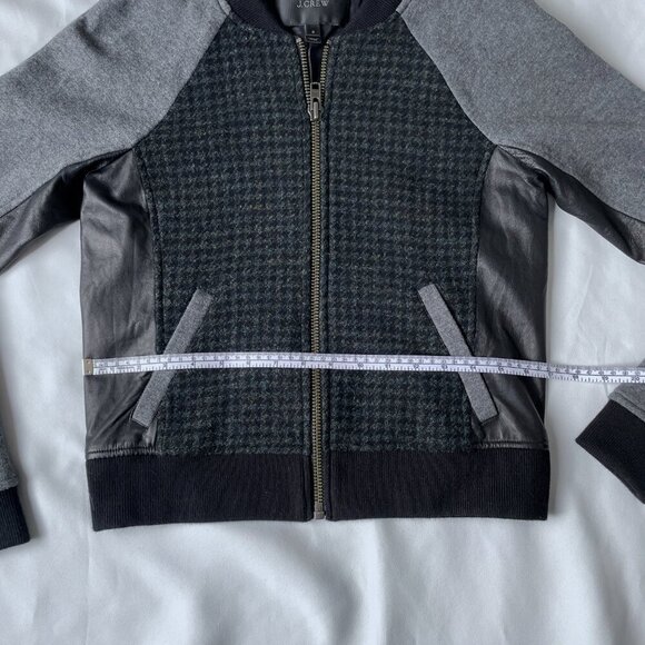 J. Crew Women Bomber Wool Mix Tweed Leather Jacket, Size 0 - Picture 11 of 14